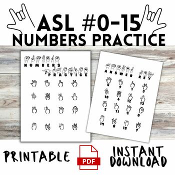 Preview of ASL Numbers Practice 0-15 Worksheet - UPDATED 1/20/2023