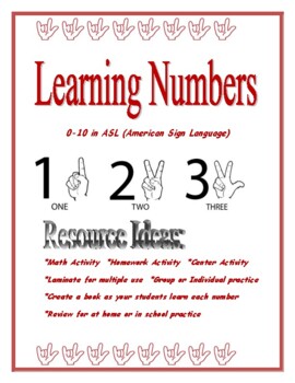 Preview of ASL Numbers 0-10 Worksheets