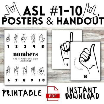 Preview of ASL Numbers 1-10 Posters & Handout
