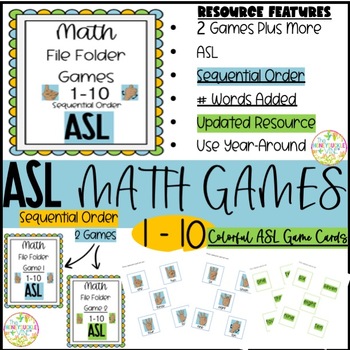Preview of ASL Math Games 1-10 Sequential Order File Folder Games Numeracy Centers
