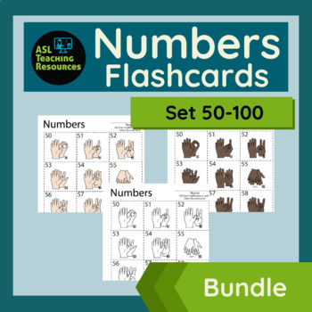 Preview of ASL Numbers Flashcards 50 - 100