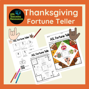 Preview of ASL Paper Fortune Teller Game - Thanksgiving Day Activity - Cootie Catcher