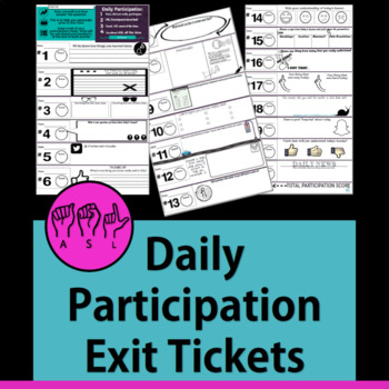 Preview of ASL Participation Exit Tickets Printouts