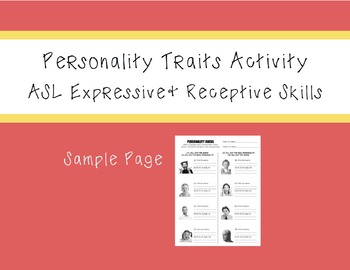 Preview of ASL Personality Traits Activity