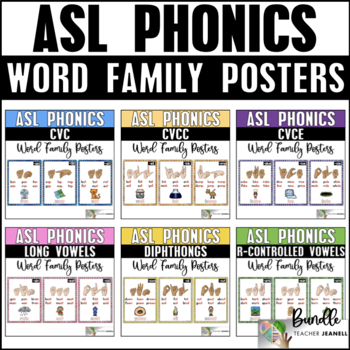 Preview of ASL Phonics Posters Word Family Bundle