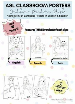 Preview of ASL Posters (Black & White Version) English & Spanish!