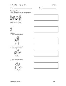 Preview of ASL Quiz Workbook