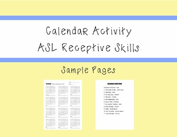 Preview of ASL Receptive - Calendar Activity