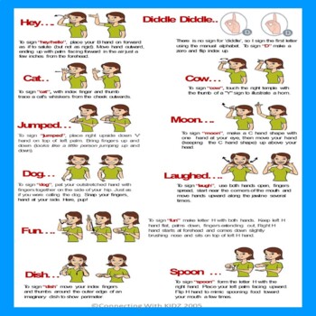 ASL Rhyme 'Hey Diddle-Diddle' Poster by Connecting With KIDZ | TpT