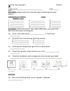 Preview of ASL - Routine Story Assessment & Multiple Choice Qs - Unit 12 SN