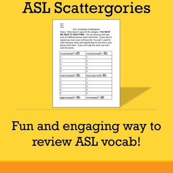 Preview of ASL Scattergories