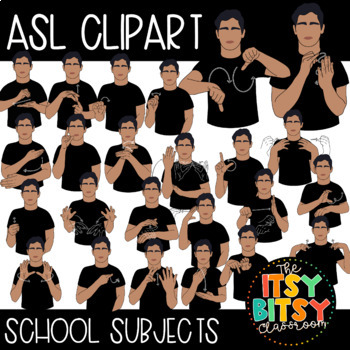 Preview of ASL Clipart School Subjects with American Sign Language Schedule Vocabulary