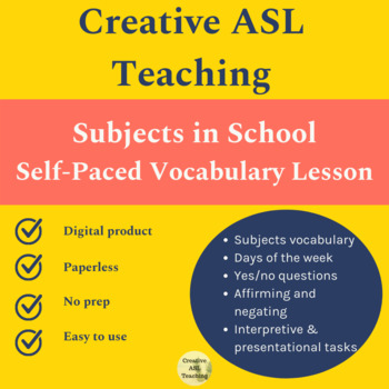 Preview of ASL Self-Paced Subjects in School Vocabulary Lesson