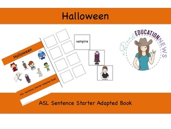 Preview of ASL Sentence Starter Adapted Book- Halloween