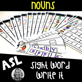 Preview of ASL Sight Word Centers Write it NOUNS