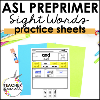 Preview of ASL Sight Word Pre-Primer Practice  - Sign Language Worksheets