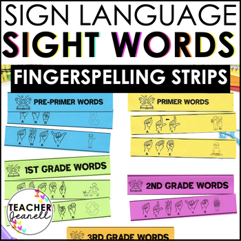 Preview of ASL Sight Word Strips | American Sign Language Fingerspelling Practice