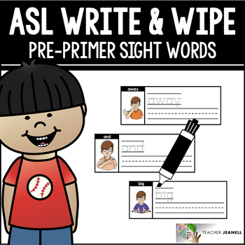 Preview of ASL Sight Words Tracing and Writing Cards - Pre-Primer