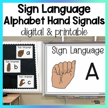 Preview of ASL Sign Language Alphabet Hand Signals Google Slides Digital Lesson and Posters