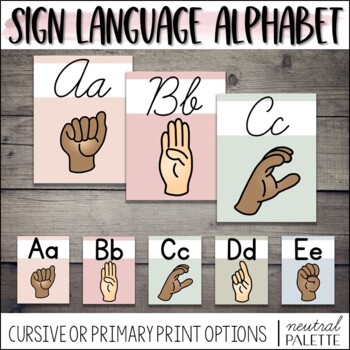 Preview of ASL Sign Language Alphabet Posters in Print & Cursive