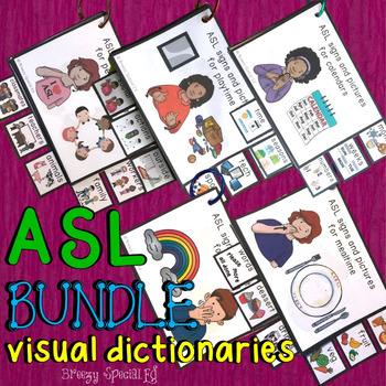 Preview of ASL (Sign Language) BUNDLE Visual Flip Flashcard Dictionaries SLP and Special Ed