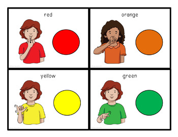 asl sign language colors visual flashcard dictionary by