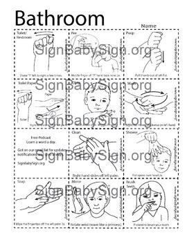 Preview of ASL Sign Language Flashcards – Bathroom