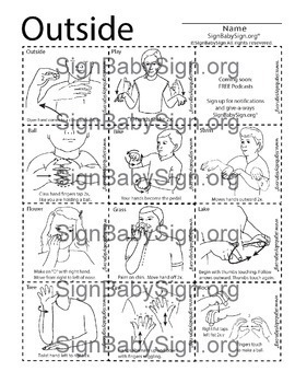 Preview of ASL Sign Language Flashcards – Outside