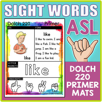 Preview of ASL Sign Language Sight Word Activity Charts: Dolch 220 Primer