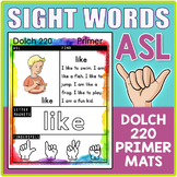 ASL Sign Language Sight Word Activity Charts: Dolch 220 Primer