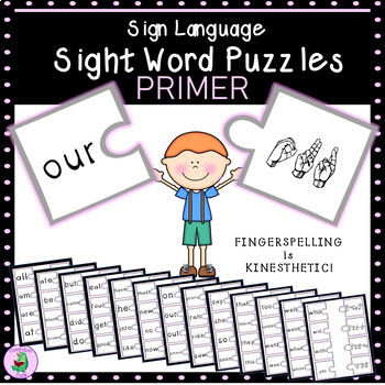 Preview of ASL Sign Language Sight Word Puzzles PRIMER
