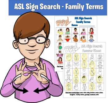Preview of ASL Sign Search (Word Search) - Family Terms