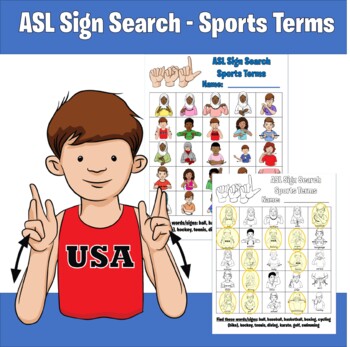 Preview of ASL Sign Search (Word Search) - Sports Terms