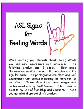 Preview of ASL Signs for Feeling Words
