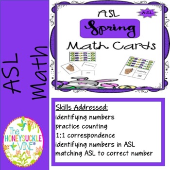 Preview of ASL Spring Math Cards 1-20 for Activities and Games