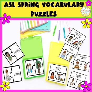 ASL Spring Vocabulary Puzzles Centers Workstations Reading Literacy
