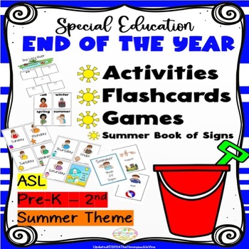 Preview of End of Year ASL Summer Activities, Signing Book, Flash Cards, Games and More