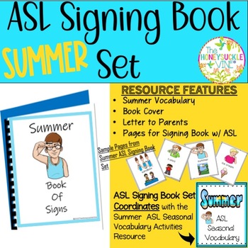 Preview of ASL Summer Signing Book Set Parents Educational Resource Vocabulary