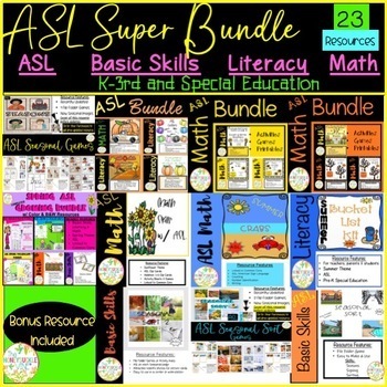 ASL Super Bundle Activities Games Puzzles Worksheets Centers Special ED
