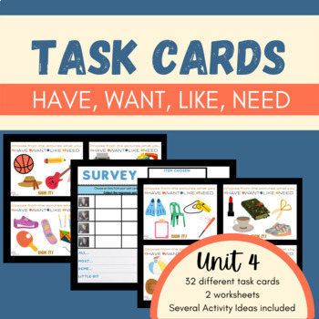 Preview of ASL Task Cards HAVE, WANT, LIKE, NEED -Google Slides™