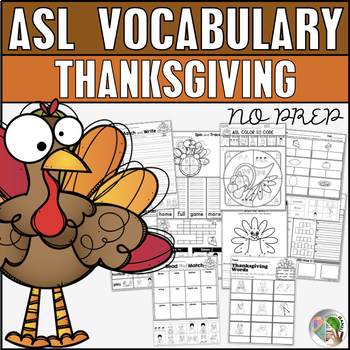 Preview of ASL Thanksgiving Activities - American Sign Language Worksheets