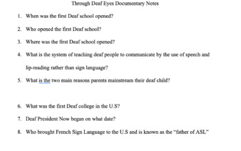 Preview of ASL - Through Deaf Eye Documentary Notes