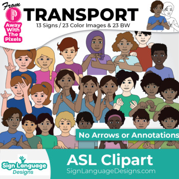 Preview of ASL Transport Clipart - American Sign Language Graphics 13 Signs / 23 Images