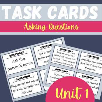 Preview of ASL Unit 1 Asking Questions Task Cards -Google Slides™