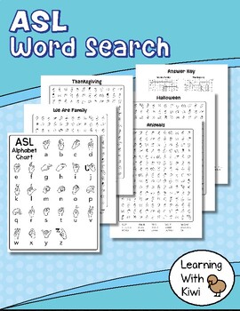 Preview of ASL Word Search (Four puzzles and Alphabet Chart)