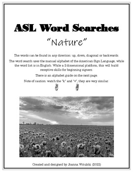 Preview of ASL Word Search "Nature"