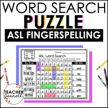 Preview of ASL Fingerspelling Word Search Puzzles