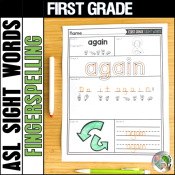 Preview of ASL Worksheets First Grade Sight Words and Fingerspelling Practice