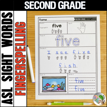 Preview of ASL Worksheets Second Grade Sight Words and Fingerspelling Practice