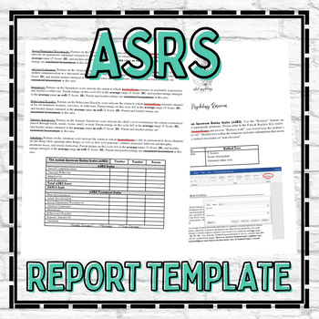 Preview of ASRS Report Template School Psychology Special Education Assessment Evaluation